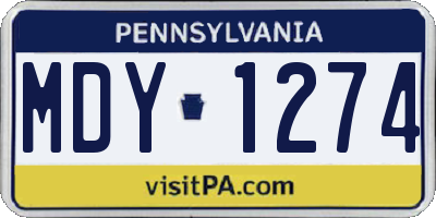 PA license plate MDY1274