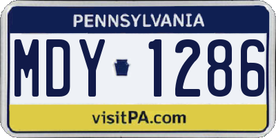 PA license plate MDY1286