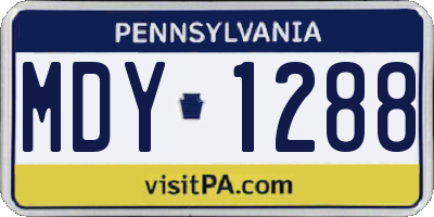 PA license plate MDY1288