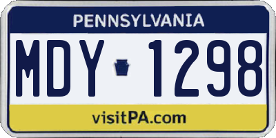 PA license plate MDY1298