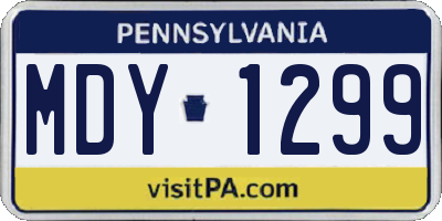 PA license plate MDY1299