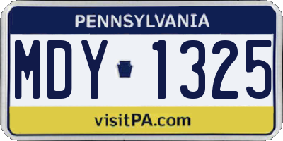 PA license plate MDY1325