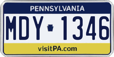 PA license plate MDY1346