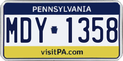 PA license plate MDY1358