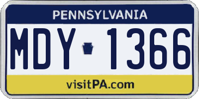 PA license plate MDY1366