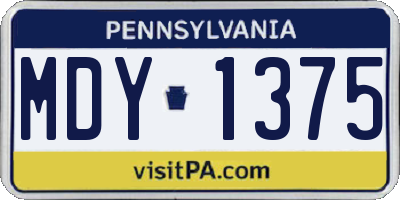 PA license plate MDY1375