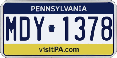 PA license plate MDY1378