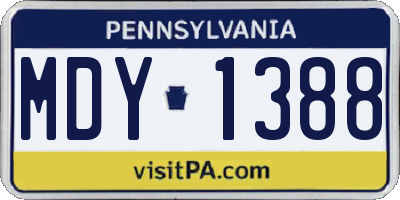 PA license plate MDY1388