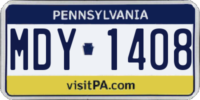 PA license plate MDY1408