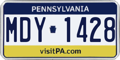 PA license plate MDY1428