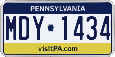 PA license plate MDY1434