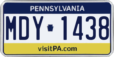 PA license plate MDY1438