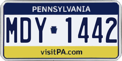 PA license plate MDY1442