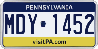 PA license plate MDY1452