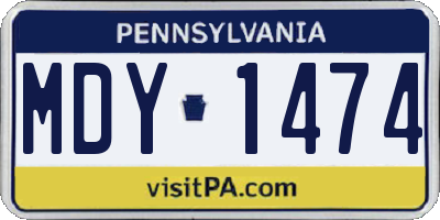PA license plate MDY1474