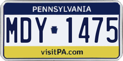 PA license plate MDY1475