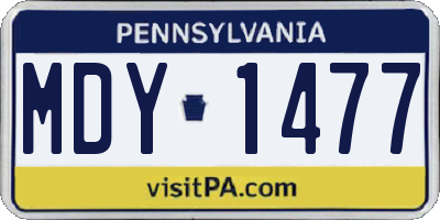 PA license plate MDY1477