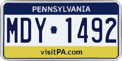 PA license plate MDY1492