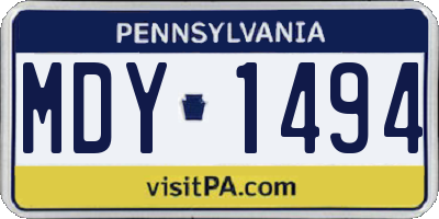 PA license plate MDY1494