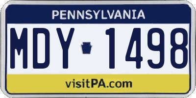 PA license plate MDY1498