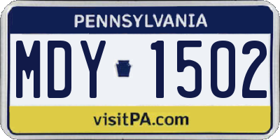 PA license plate MDY1502