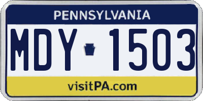 PA license plate MDY1503
