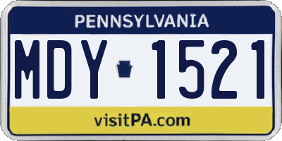 PA license plate MDY1521