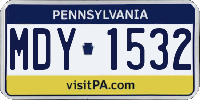 PA license plate MDY1532