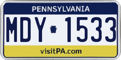 PA license plate MDY1533