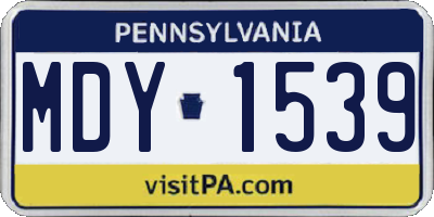 PA license plate MDY1539