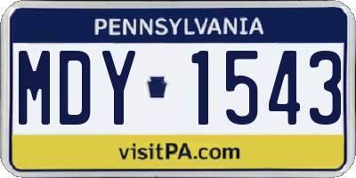 PA license plate MDY1543