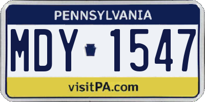 PA license plate MDY1547