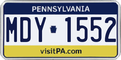 PA license plate MDY1552