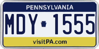 PA license plate MDY1555