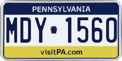 PA license plate MDY1560