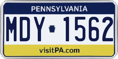 PA license plate MDY1562