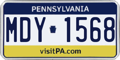 PA license plate MDY1568