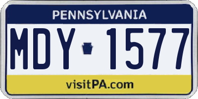 PA license plate MDY1577