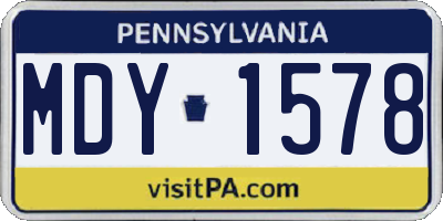 PA license plate MDY1578