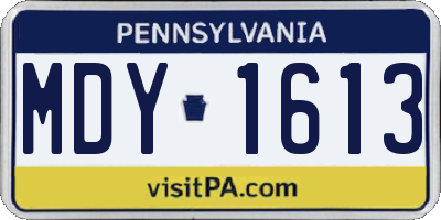PA license plate MDY1613