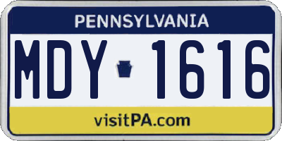 PA license plate MDY1616