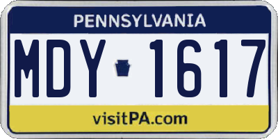 PA license plate MDY1617