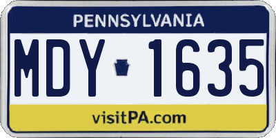 PA license plate MDY1635