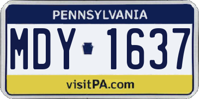 PA license plate MDY1637