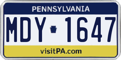 PA license plate MDY1647