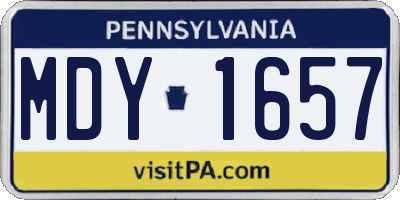 PA license plate MDY1657