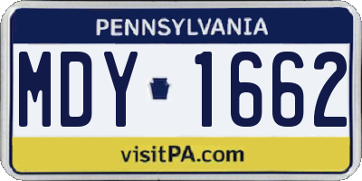 PA license plate MDY1662