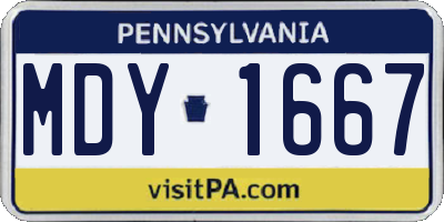 PA license plate MDY1667