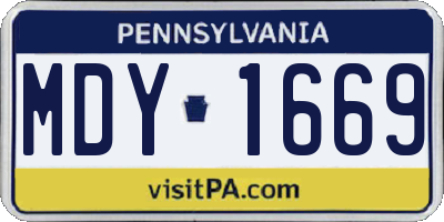 PA license plate MDY1669