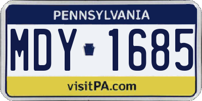 PA license plate MDY1685